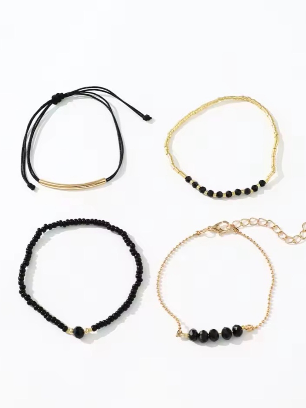 Minimalist Black & Gold Bracelet Stack Set ✨🖤 - Picture 3 of 4